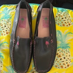Lilly Pulitzer Black and Pink Slip-On Loafers